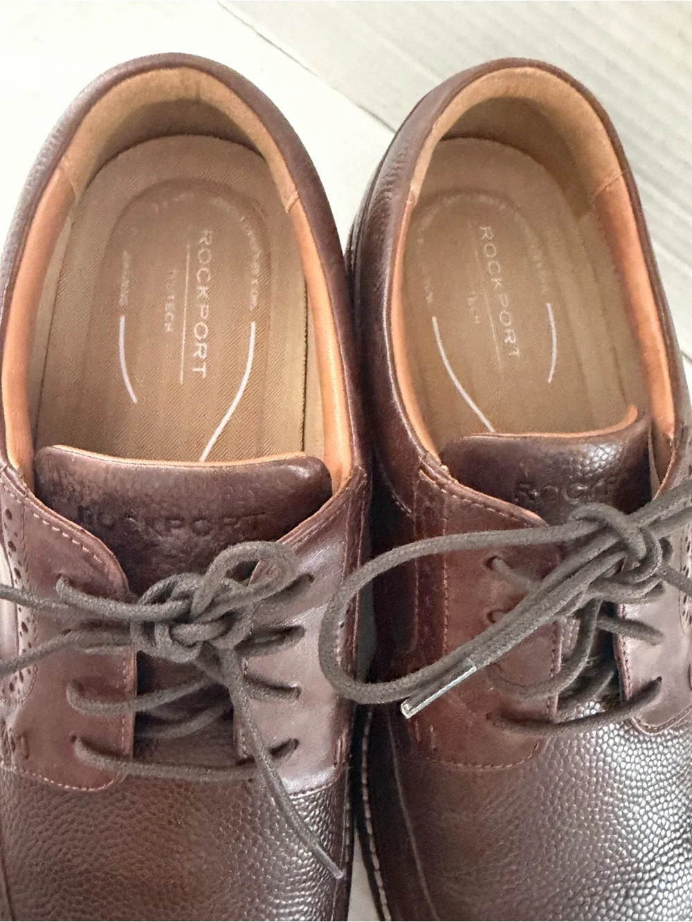 Rockport Fallo Men’s Brown 13 Wide Oxfords Wingtip Leather Dress Shoes